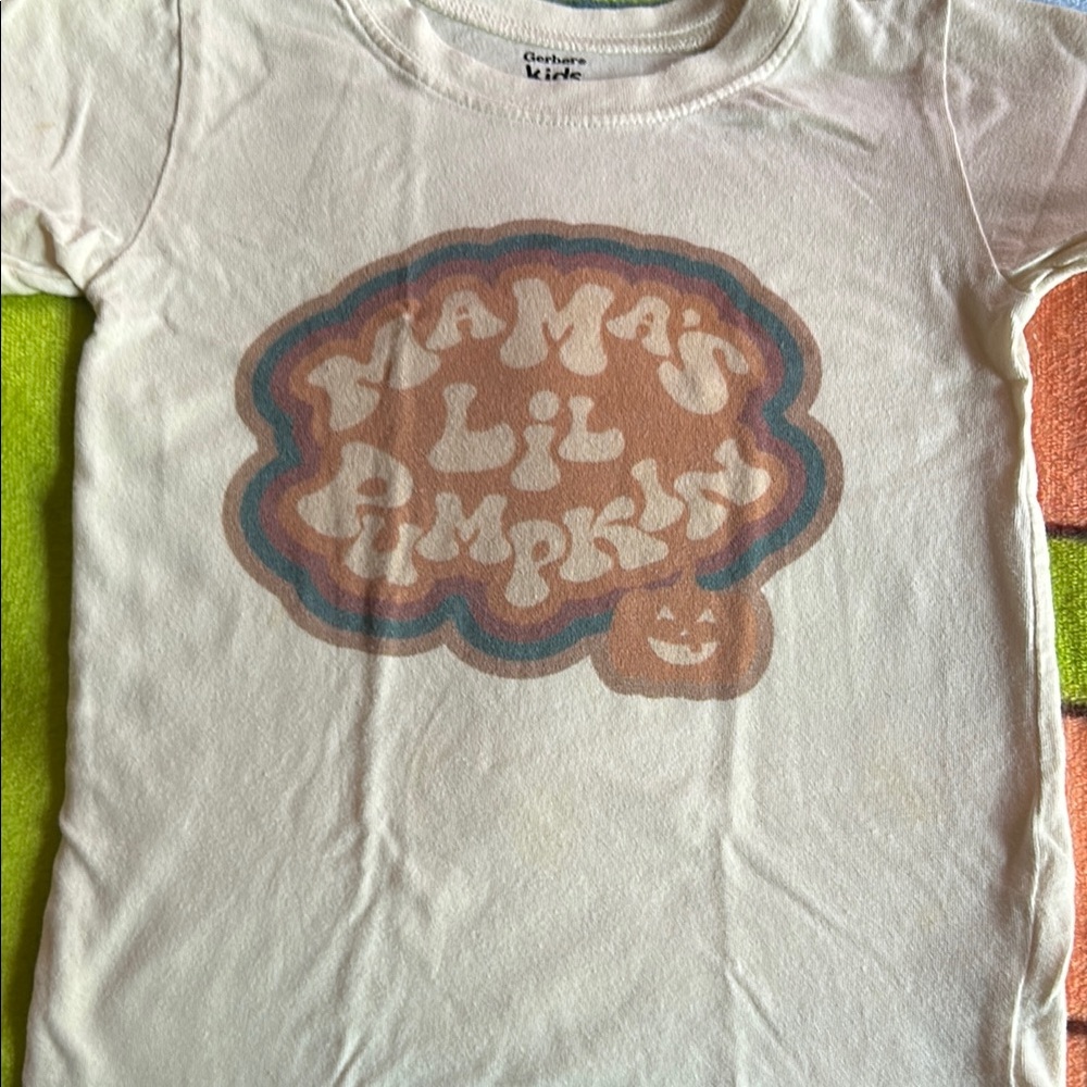 Cream Short Sleeve Tee with Artistic Design